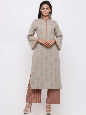 FABRIC FITOOR Women Printed Straight Kurta(Green)