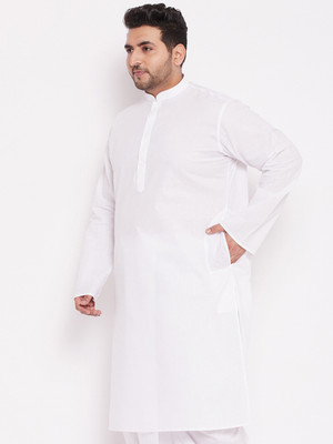 VASTRAMAY PLUS Men Solid Straight Kurta(White)