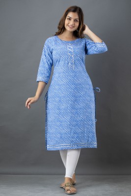 Lee Ropa Women Leheriya Straight Kurta(Light Blue)