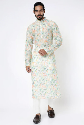 Rensila Fab Men Printed Straight Kurta(Multicolor)