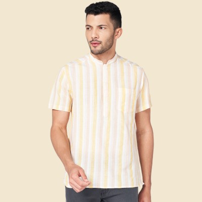 YU by Pantaloons Men Self Design A-line Kurta(Yellow)