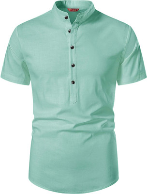 Yugnik Men Solid A-line Kurta(Light Green)