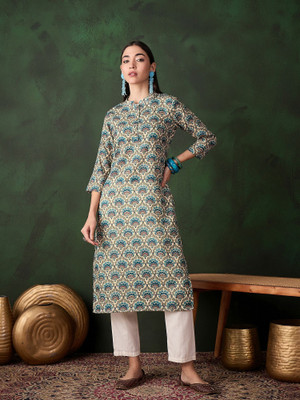 Sangria Women Solid Straight Kurta(Beige)