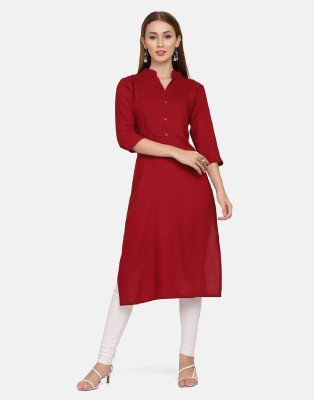 Seven Buttons Women Self Design A-line Kurta(Maroon)