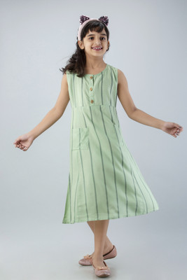 DMP EXPORT Girls Striped Flared Kurta(Multicolor)