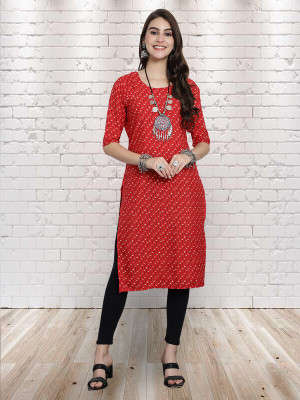EthnicBasket Women Printed A-line Kurta(Red)