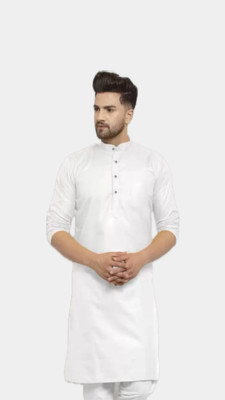The Fashion Outlets Men Solid A-line Kurta(White)