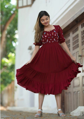 MilMack Enterprise Women Embroidered Anarkali Kurta(Maroon)