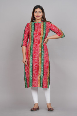 Glowworld Women Printed Straight Kurta(Red)