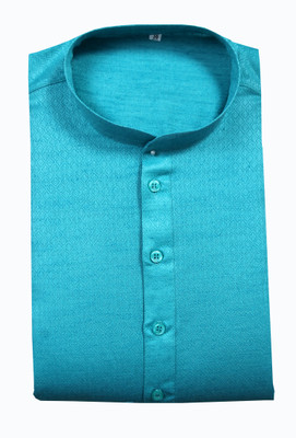 Bruttlyn Men Self Design A-line Kurta(Light Blue)