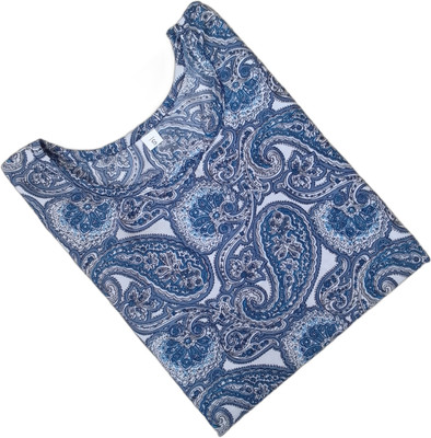 KNG TEXTILE Women Printed Straight Kurta(Blue, White)