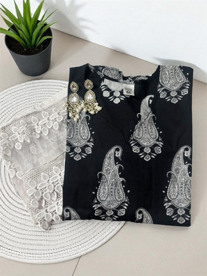 Hence Proved Women Paisley Straight Kurta(Black)