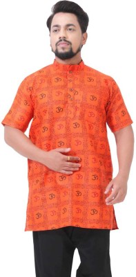 MKGLOBAL Men Printed Ethnic Dress Kurta(Orange)