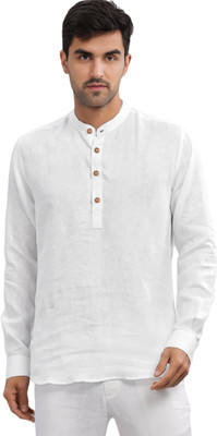 UNIFAV Men Solid Straight Kurta(White)