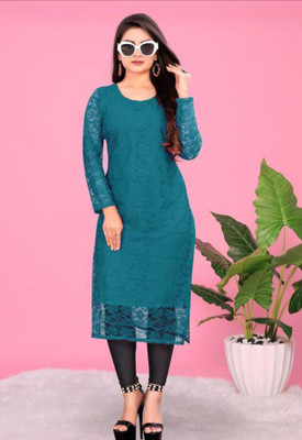 PRAVISHRI TRENDS Women Solid A-line Kurta(Dark Blue)