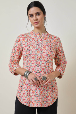 soch Women Abstract Straight Kurta(Pink)