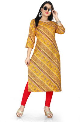 DUTT TEXTILE Women Solid A-line Kurta(Yellow)