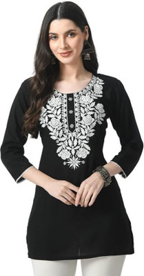 KIROTO Women Embroidered Ethnic Dress Kurta(Black)