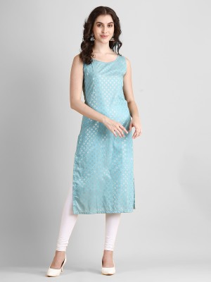 vechii Women Self Design A-line Kurta(Light Blue)