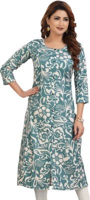 Meher Impex Women Floral Print A-line Kurta(Green)