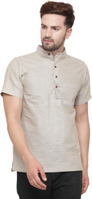 Sayesha Men Solid Straight Kurta(Grey)