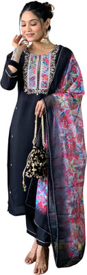 Panchani Embroidered Kurta, Trouser/Pant & Dupatta Set