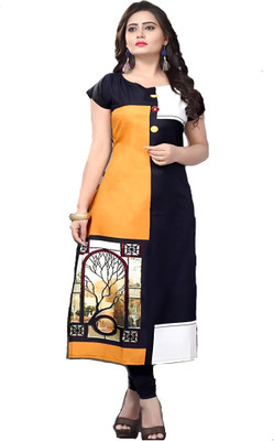 SHREE INFINITY EXPORT Women Printed A-line Kurta(Orange)