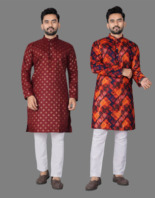 DHASU TRENDZ Men Printed Straight Kurta(Multicolor)