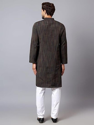 DEEPMAALA TEXTILES Men Self Design High Low Kurta(Black)