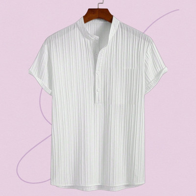Look Trendy Men Printed Straight Kurta(White)