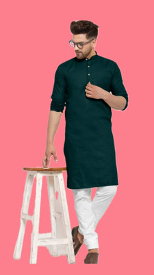 VINAARI Men Solid A-line Kurta(Green)