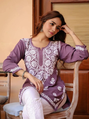 BNCOLLECTION Women Embroidered Straight Kurta(White)