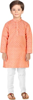 Ra fashion Boys Geometric Print Straight Kurta(Orange)