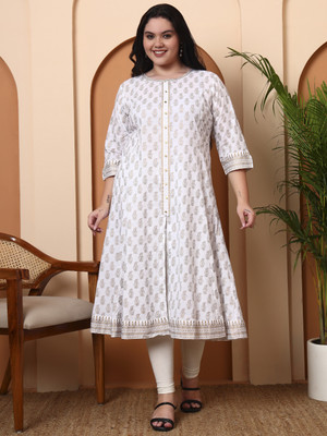 Yash Gallery Women Printed A-line Kurta(White)