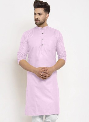 Kaashi Couture Men Solid A-line Kurta(Pink)