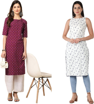 HouseOfCommon Women Polka Print Straight Kurta(Multicolor)
