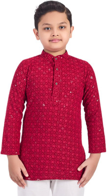 SQS Boys Embellished A-line Kurta(Red)