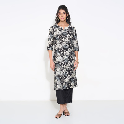 Rangmanch by Pantaloons Women Solid A-line Kurta(Black)