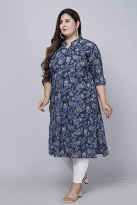 SAYYARA STORE Women Printed Straight Kurta(Blue, Multicolor)