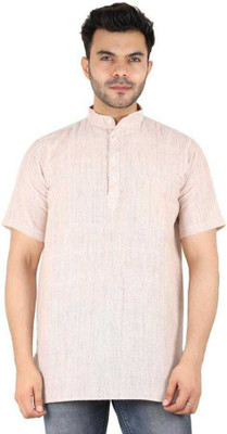 HDKHADICREATION Men Solid Straight Kurta(Beige)