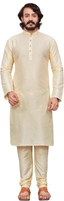 AKHANDDEEP Men Solid Straight Kurta(Beige)