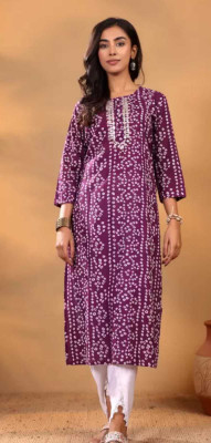 Laxmi Fab Tex Women Printed A-line Kurta(Purple)