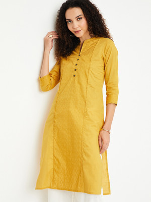 MAX Women Self Design A-line Kurta(Yellow)