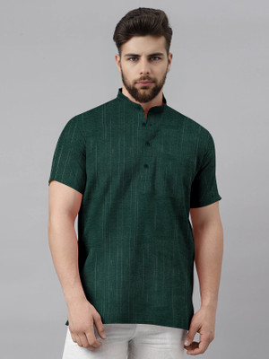 FAAZ Men Solid A-line Kurta(Green)