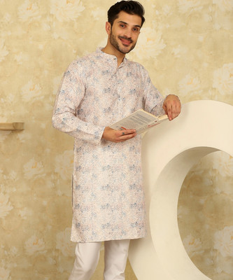 ANOUK Men Printed Straight Kurta(Beige)