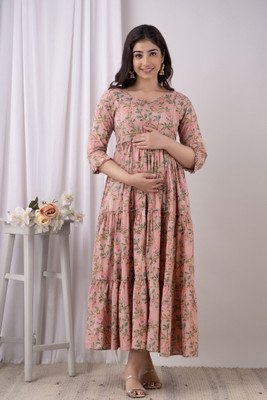 HouseOfCommon Women Printed Ethnic Dress Kurta(Multicolor)