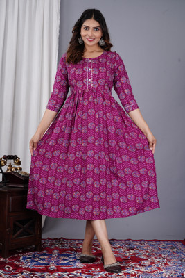 Jai Vijay Creations Anarkali Gown(Purple)
