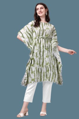 Teesta Fashion Women Printed Kaftan Kurta(Green)