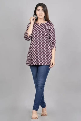 ARZOO Women Printed Anarkali Kurta(Brown)