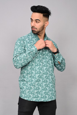 S-LINE Men Printed Straight Kurta(Green)